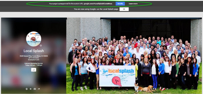Google Plus Local Page Custom URL