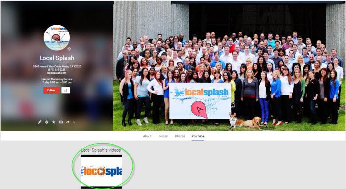 Google Plus Local Page with YouTube Video Tab