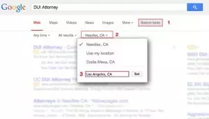 Search tools settings for implicit location.