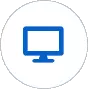 A white circle with a blue icon of a monitor.