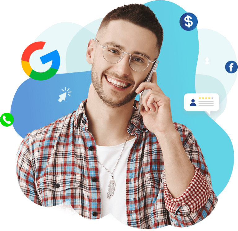 A smiling guy with a phone on his hand