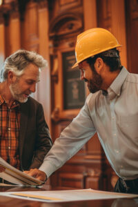 YellowHat A general contractor discusses project plans, emphasizing the role of business licensing in upholding quality and accountability.