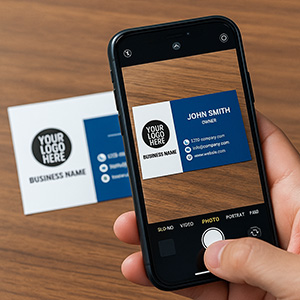 business card with hand phone